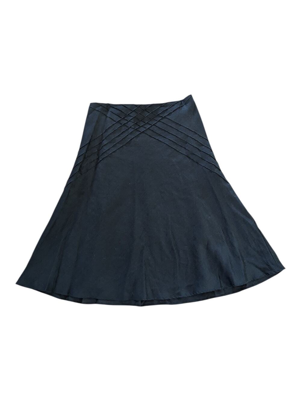 Edward Linen Black A-Line Flare Skirt